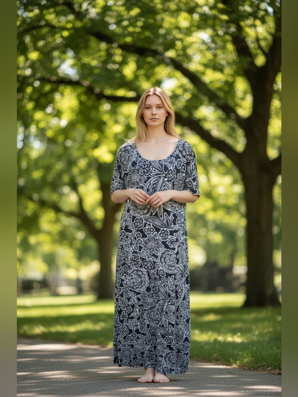 J Jill Wearever Maxi Dress Artistic Boho Print Size 3X